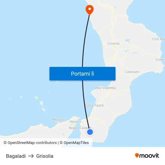 Bagaladi to Grisolia map