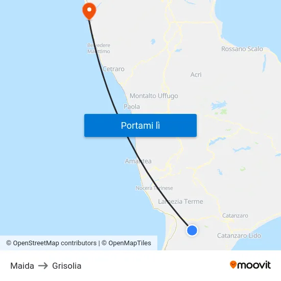 Maida to Grisolia map