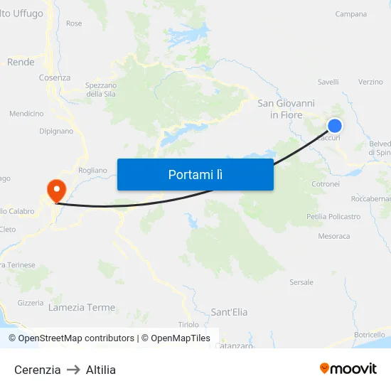 Cerenzia to Altilia map