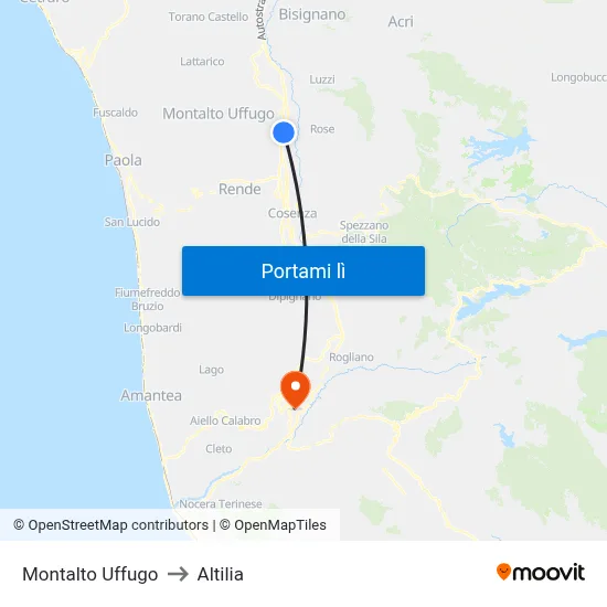 Montalto Uffugo to Altilia map