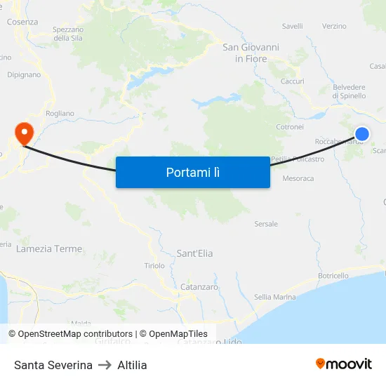 Santa Severina to Altilia map