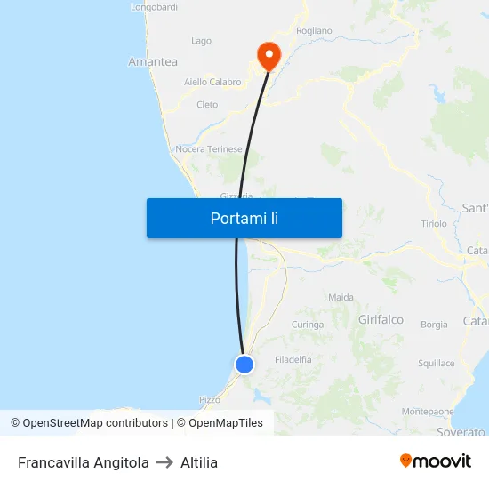 Francavilla Angitola to Altilia map