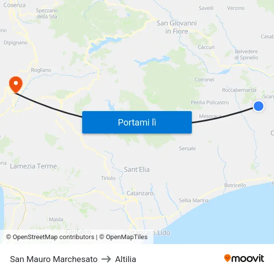 San Mauro Marchesato to Altilia map