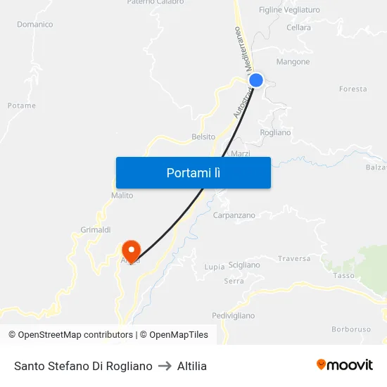 Santo Stefano Di Rogliano to Altilia map