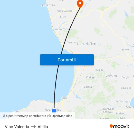 Vibo Valentia to Altilia map