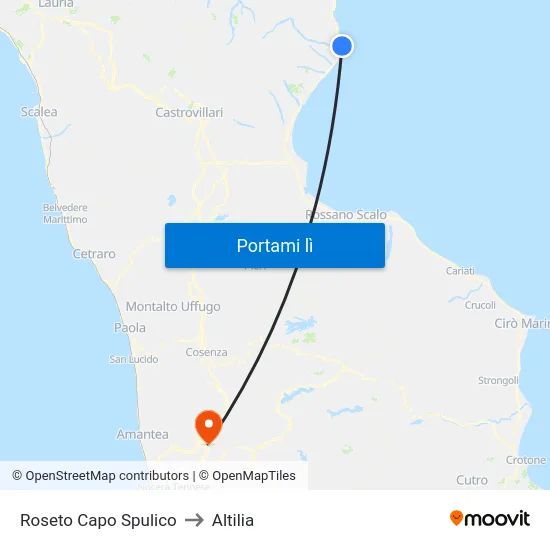 Roseto Capo Spulico to Altilia map