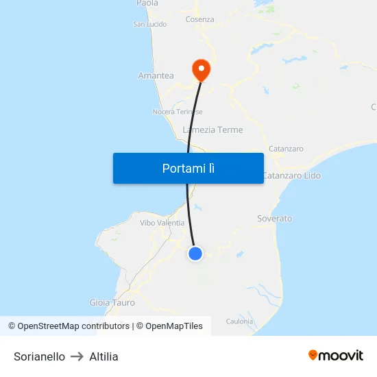 Sorianello to Altilia map