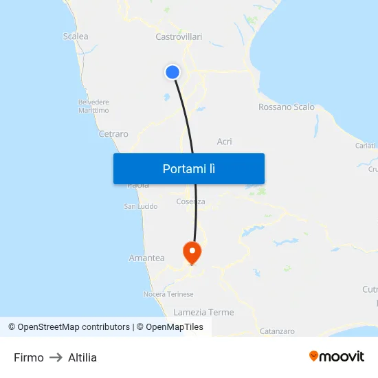 Firmo to Altilia map