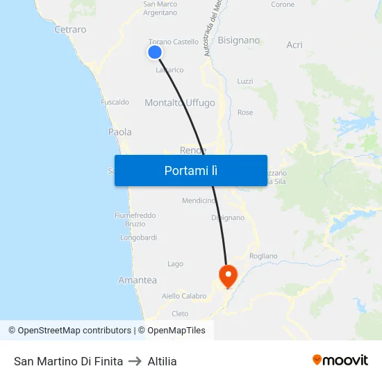 San Martino Di Finita to Altilia map