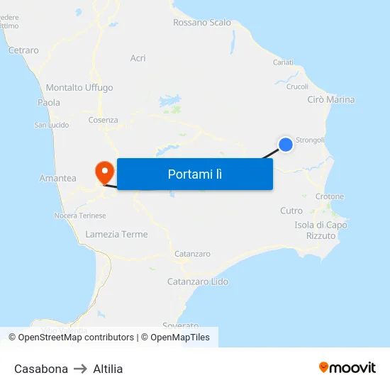 Casabona to Altilia map