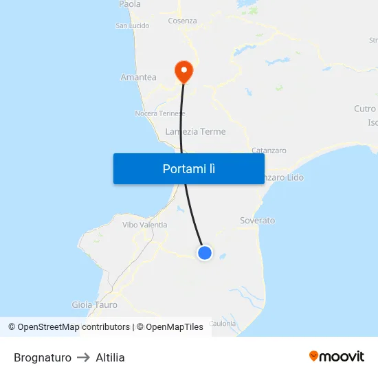 Brognaturo to Altilia map