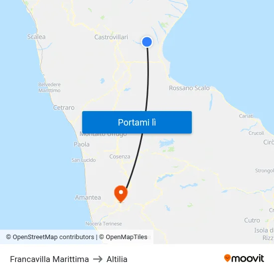 Francavilla Marittima to Altilia map