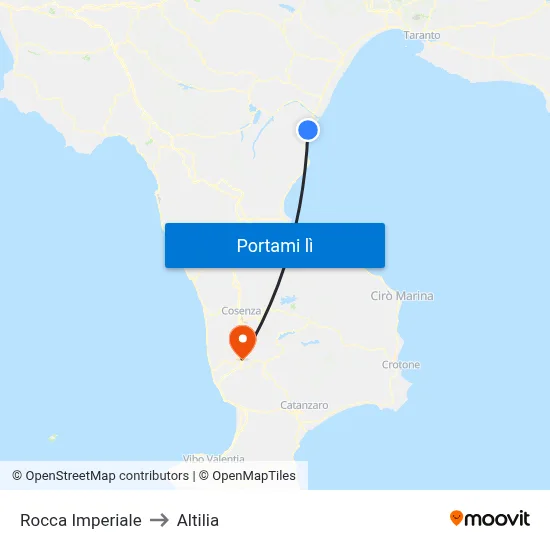 Rocca Imperiale to Altilia map