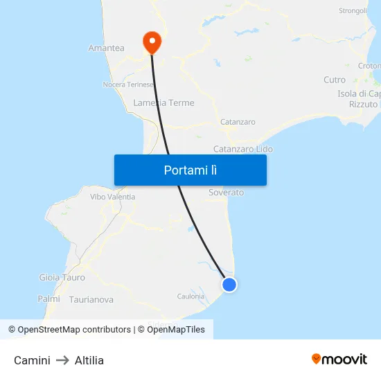 Camini to Altilia map