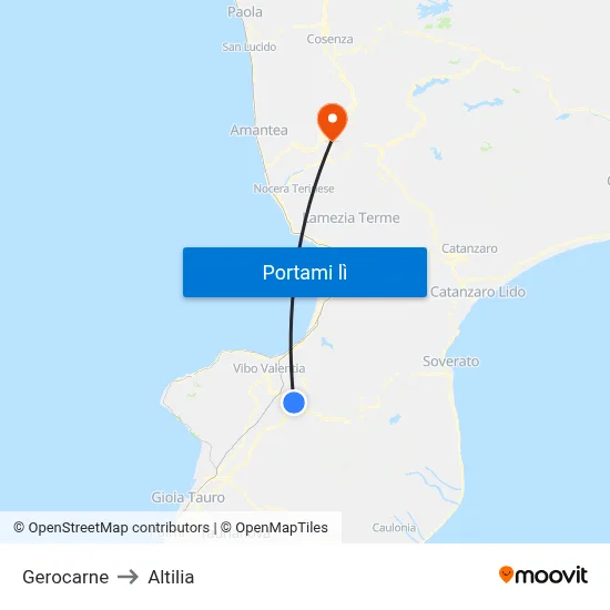 Gerocarne to Altilia map