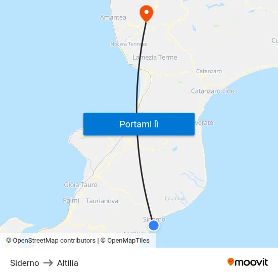 Siderno to Altilia map