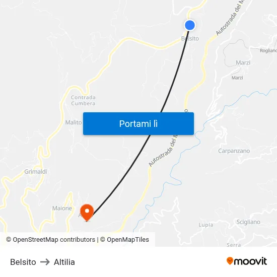 Belsito to Altilia map