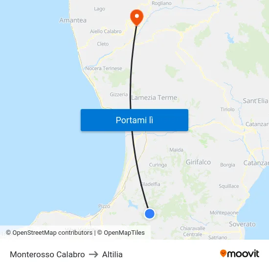 Monterosso Calabro to Altilia map