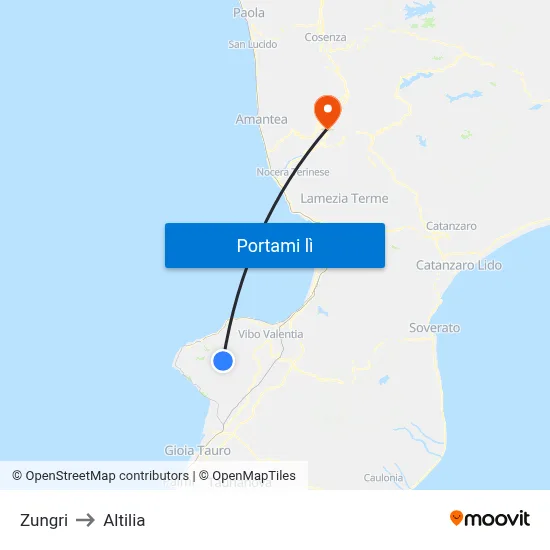 Zungri to Altilia map