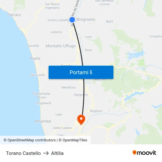 Torano Castello to Altilia map