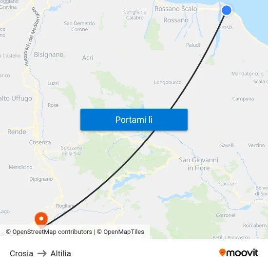 Crosia to Altilia map