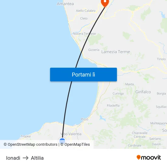 Ionadi to Altilia map