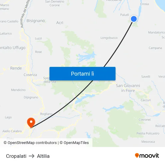 Cropalati to Altilia map