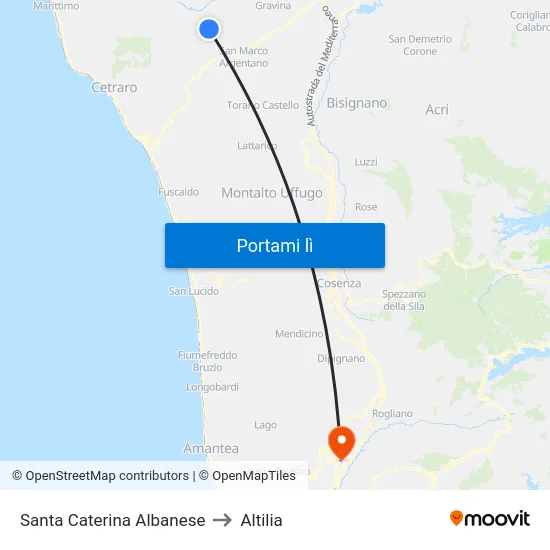 Santa Caterina Albanese to Altilia map
