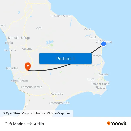 Cirò Marina to Altilia map