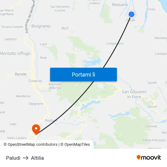 Paludi to Altilia map
