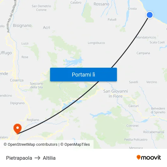 Pietrapaola to Altilia map