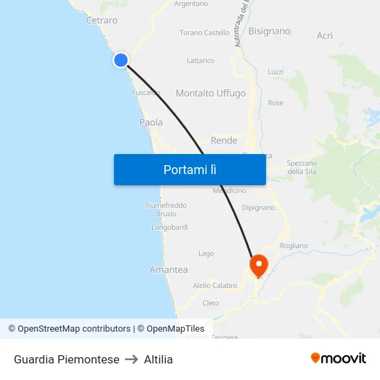 Guardia Piemontese to Altilia map