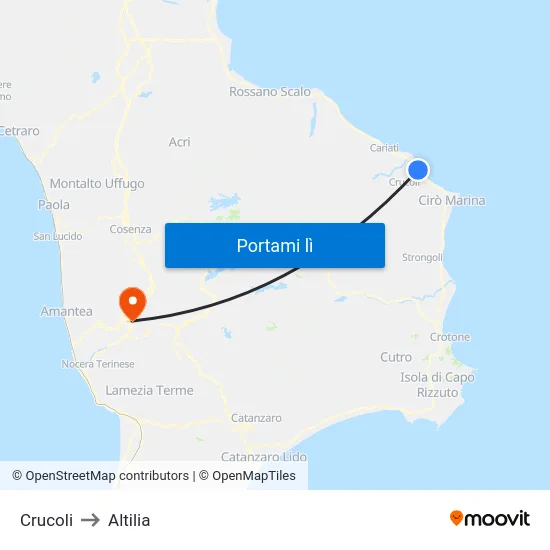 Crucoli to Altilia map
