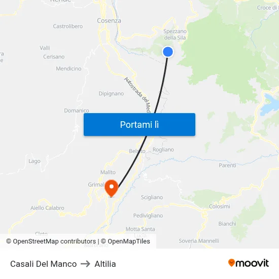 Casali Del Manco to Altilia map