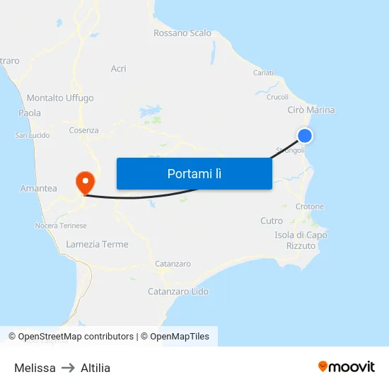 Melissa to Altilia map