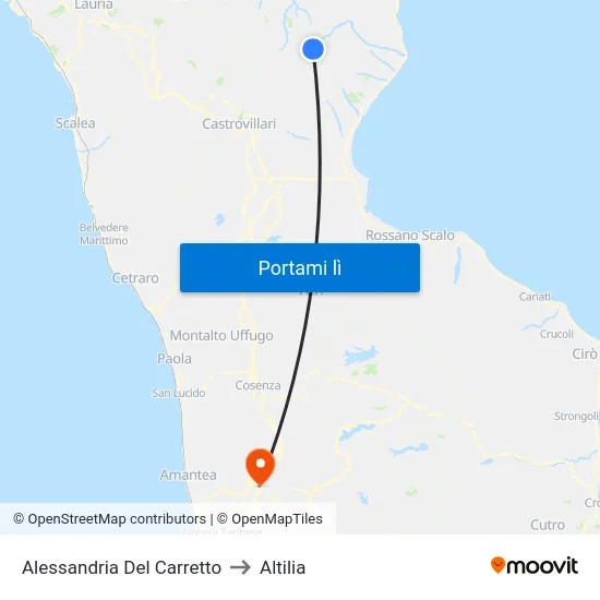 Alessandria Del Carretto to Altilia map