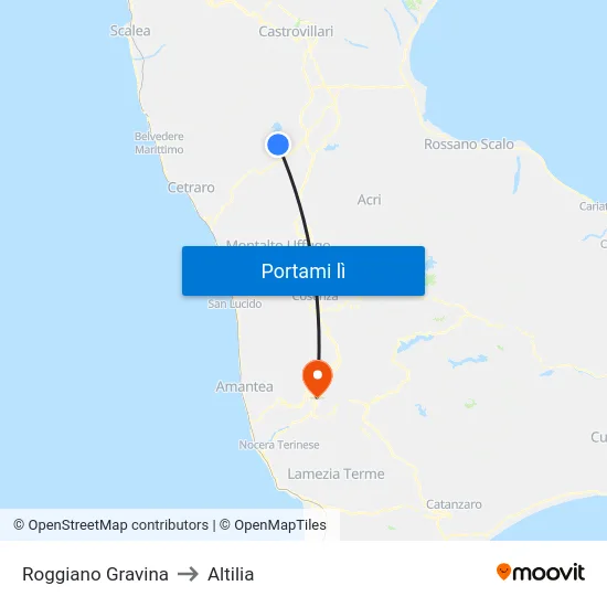 Roggiano Gravina to Altilia map