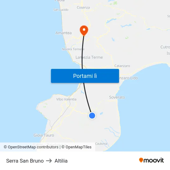 Serra San Bruno to Altilia map