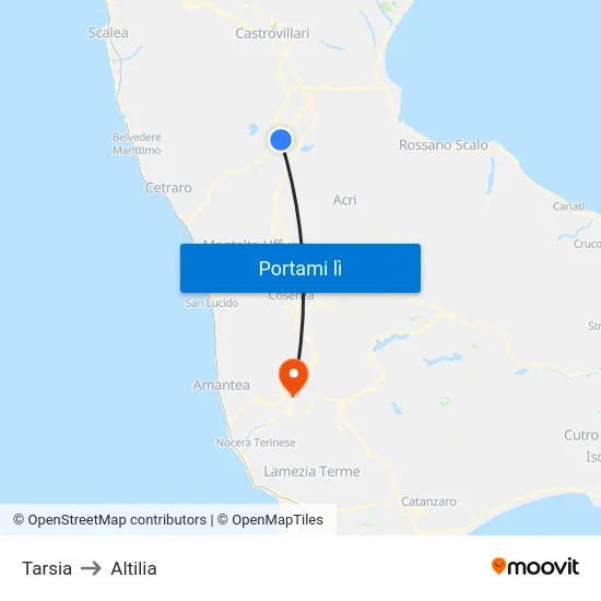 Tarsia to Altilia map