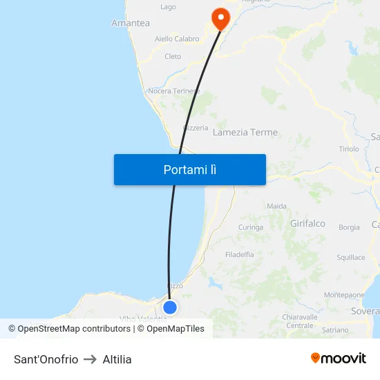 Sant'Onofrio to Altilia map