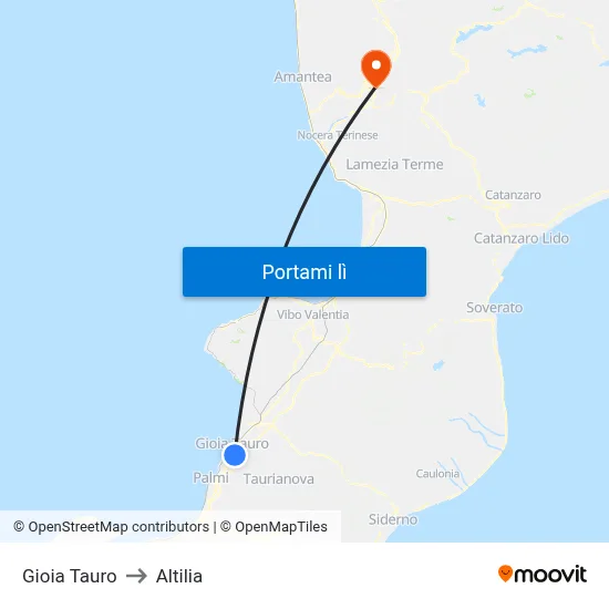 Gioia Tauro to Altilia map