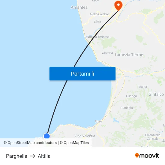 Parghelia to Altilia map