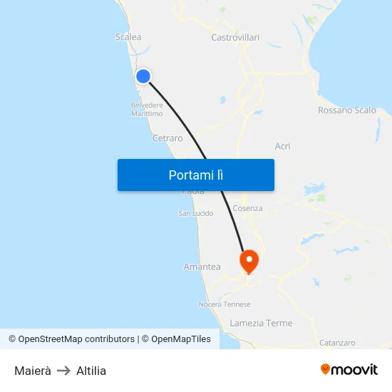 Maierà to Altilia map