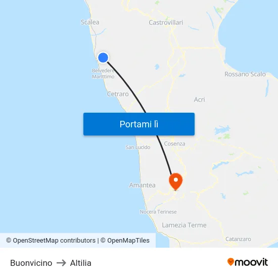 Buonvicino to Altilia map