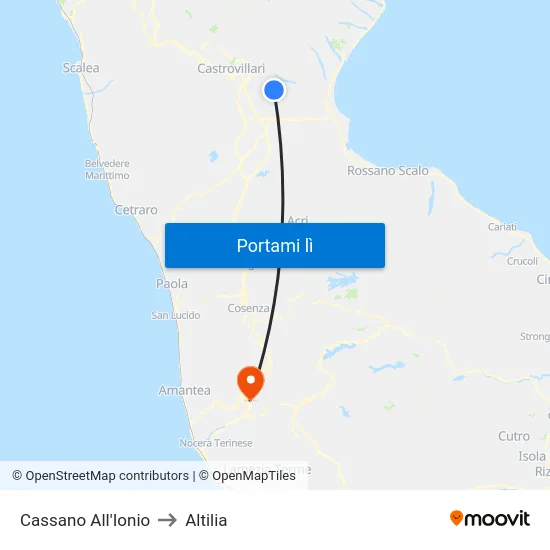 Cassano All'Ionio to Altilia map