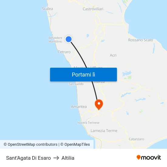 Sant'Agata Di Esaro to Altilia map