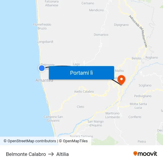 Belmonte Calabro to Altilia map