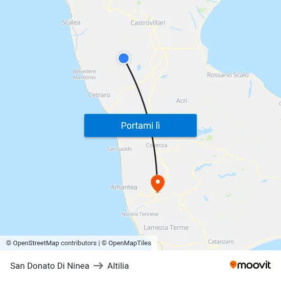 San Donato Di Ninea to Altilia map