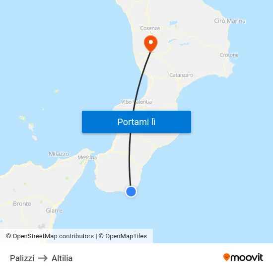 Palizzi to Altilia map