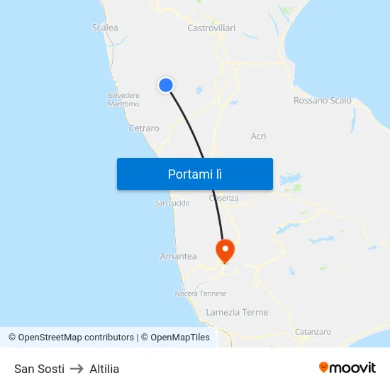 San Sosti to Altilia map